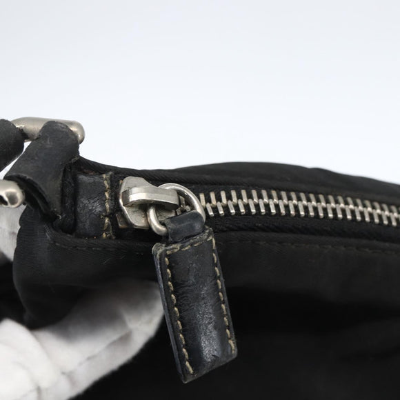 PRADA Shoulder Bag Nylon Black Silver Auth bs33078