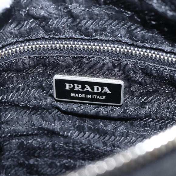 PRADA Shoulder Bag Nylon Black Silver Auth bs33078