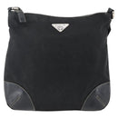 PRADA Shoulder Bag Nylon Black Silver Auth bs33078-13