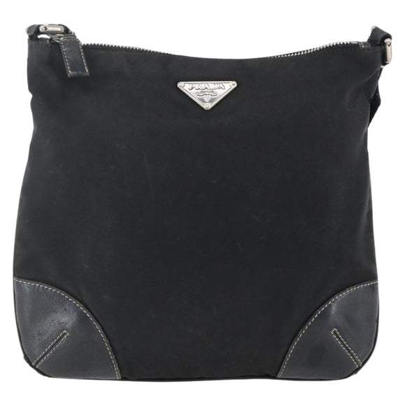 PRADA Shoulder Bag Nylon Black Silver Auth bs33078