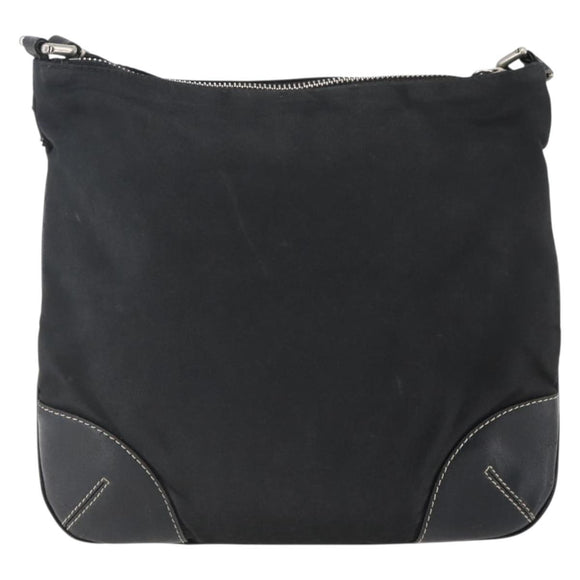 PRADA Shoulder Bag Nylon Black Silver Auth bs33078