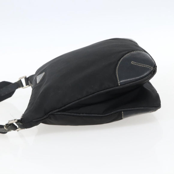 PRADA Shoulder Bag Nylon Black Silver Auth bs33078
