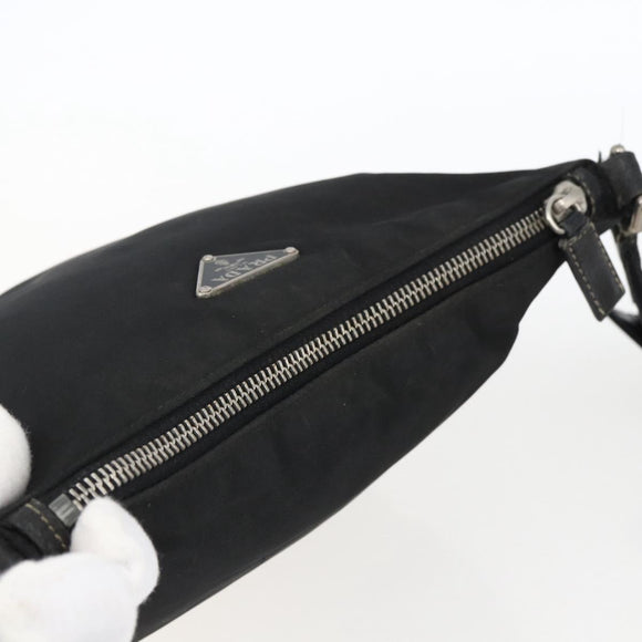PRADA Shoulder Bag Nylon Black Silver Auth bs33078
