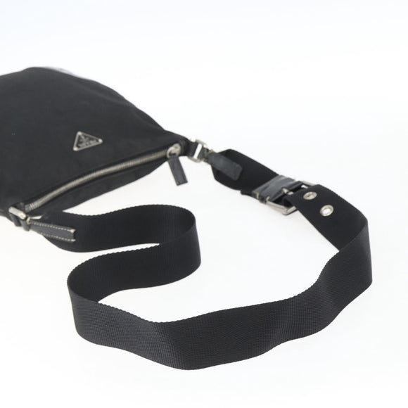 PRADA Shoulder Bag Nylon Black Silver Auth bs33078