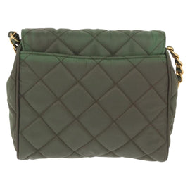 PRADA Chain Shoulder Bag Nylon Khaki Gold Auth bs33079 - 0