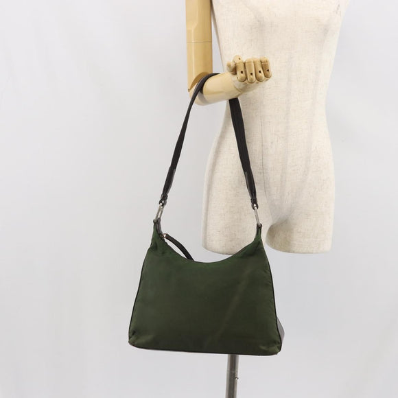 PRADA Shoulder Bag Nylon Khaki Auth bs33080