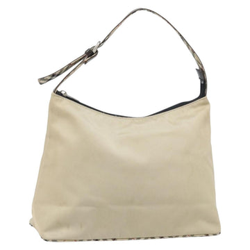 BURBERRY Shoulder Bag Nylon Beige Silver Auth bs33084
