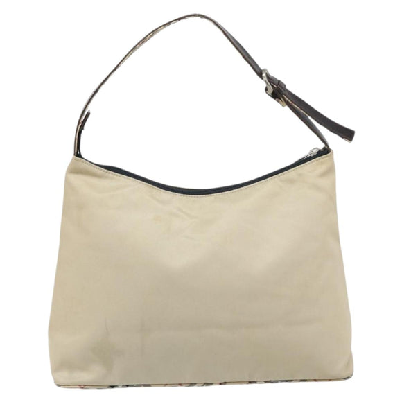BURBERRY Shoulder Bag Nylon Beige Silver Auth bs33084