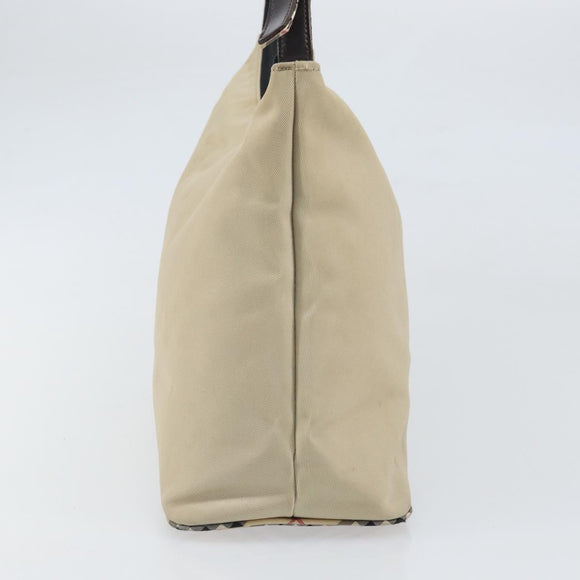 BURBERRY Shoulder Bag Nylon Beige Silver Auth bs33084