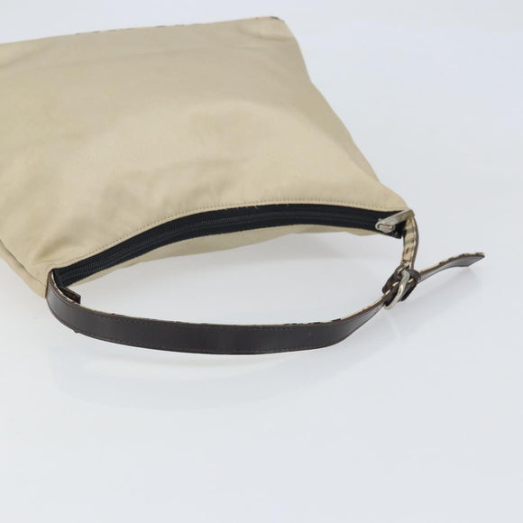 BURBERRY Shoulder Bag Nylon Beige Silver Auth bs33084