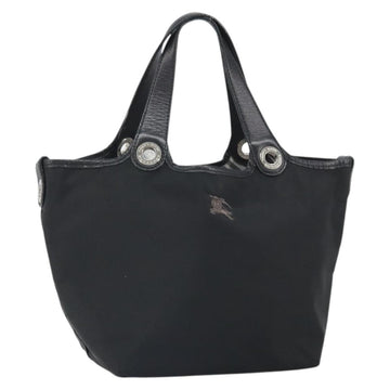 BURBERRY Hand Bag Nylon Black Silver Auth bs33085