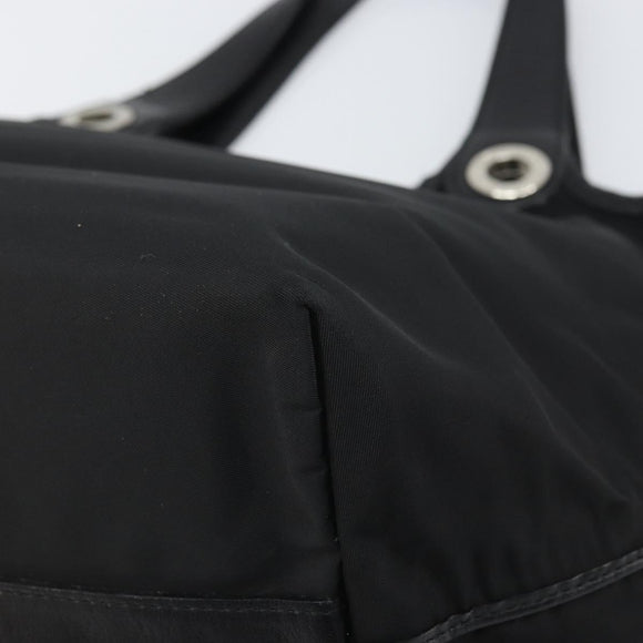 BURBERRY Hand Bag Nylon Black Silver Auth bs33085