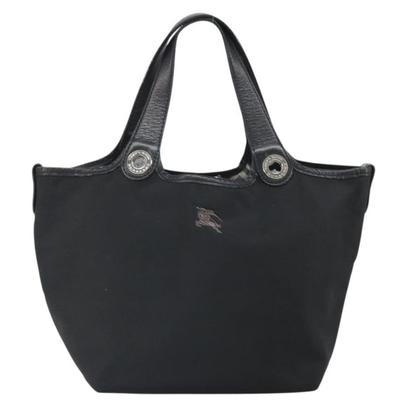 BURBERRY Hand Bag Nylon Black Silver Auth bs33085