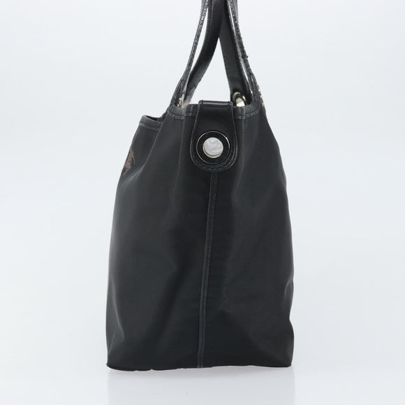 BURBERRY Hand Bag Nylon Black Silver Auth bs33085
