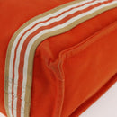 HERMES Sac De Plage Tote Bag Canvas Orange Silver Auth bs33086-15