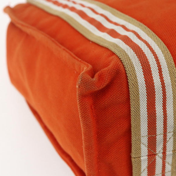 HERMES Sac De Plage Tote Bag Canvas Orange Silver Auth bs33086
