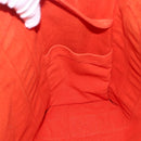 HERMES Sac De Plage Tote Bag Canvas Orange Silver Auth bs33086-17