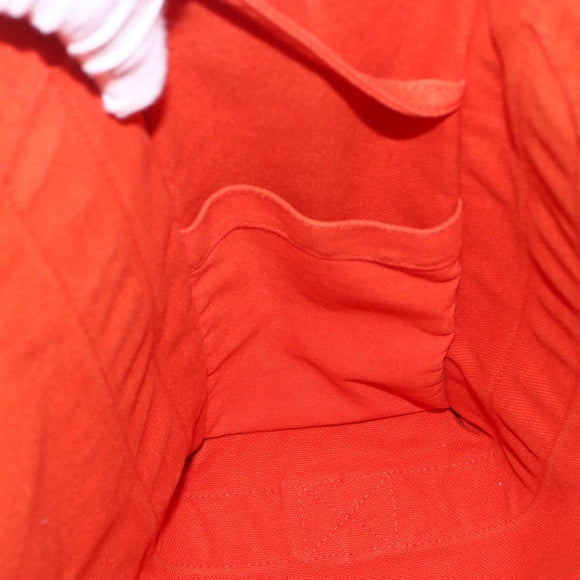 HERMES Sac De Plage Tote Bag Canvas Orange Silver Auth bs33086