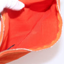 HERMES Sac De Plage Tote Bag Canvas Orange Silver Auth bs33086-20