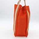HERMES Sac De Plage Tote Bag Canvas Orange Silver Auth bs33086-3