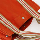 HERMES Sac De Plage Tote Bag Canvas Orange Silver Auth bs33086-6