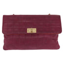 CHANEL Choco Bar Hand Bag Lamb Skin Orange Gold CC Auth bs33102-2