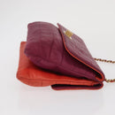 CHANEL Choco Bar Hand Bag Lamb Skin Orange Gold CC Auth bs33102-4