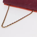 CHANEL Choco Bar Hand Bag Lamb Skin Orange Gold CC Auth bs33102-7