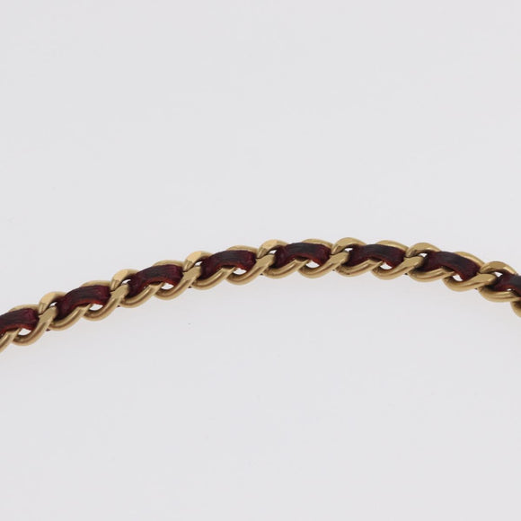 CHANEL Choco Bar Hand Bag Lamb Skin Orange Gold CC Auth bs33102