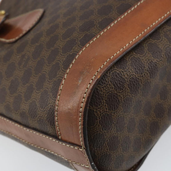 CELINE Macadam Canvas Hand Bag PVC Leather Brown Gold Auth bs33103