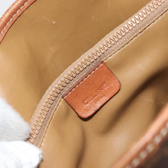 CELINE Macadam Canvas Hand Bag PVC Leather Brown Gold Auth bs33103