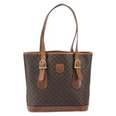 CELINE Macadam Canvas Hand Bag PVC Leather Brown Gold Auth bs33103-13