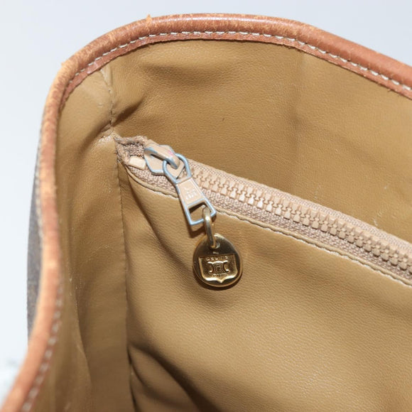 CELINE Macadam Canvas Hand Bag PVC Leather Brown Gold Auth bs33103