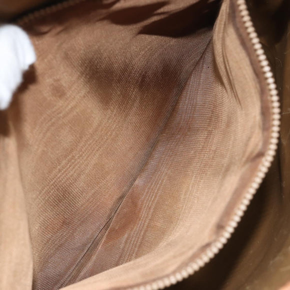 CELINE Macadam Canvas Hand Bag PVC Leather Brown Gold Auth bs33103