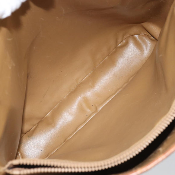 CELINE Macadam Canvas Hand Bag PVC Leather Brown Gold Auth bs33103