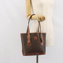 CELINE Macadam Canvas Hand Bag PVC Leather Brown Gold Auth bs33103-24