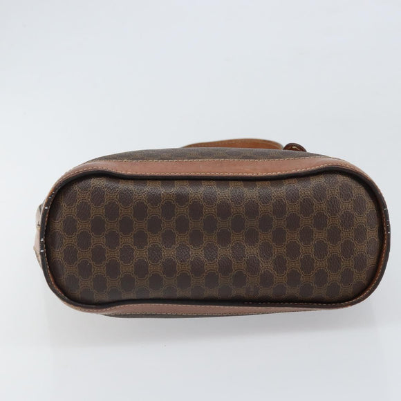 CELINE Macadam Canvas Hand Bag PVC Leather Brown Gold Auth bs33103