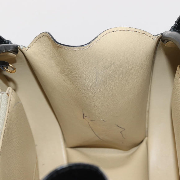 LOEWE Hand Bag Leather Black Gold Auth bs33105