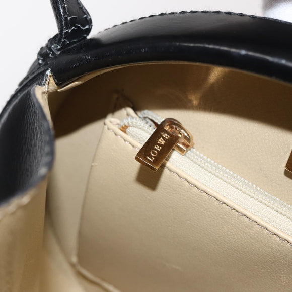 LOEWE Hand Bag Leather Black Gold Auth bs33105