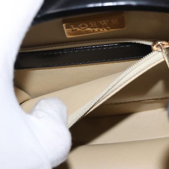 LOEWE Hand Bag Leather Black Gold Auth bs33105