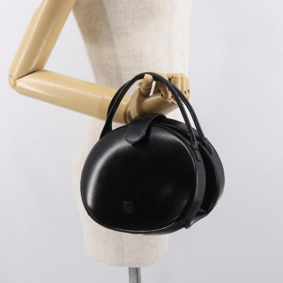 LOEWE Hand Bag Leather Black Gold Auth bs33105