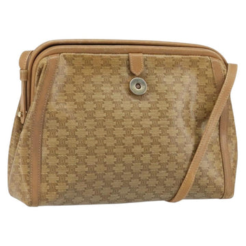 CELINE Macadam Canvas Shoulder Bag PVC Beige Gold Auth bs33106
