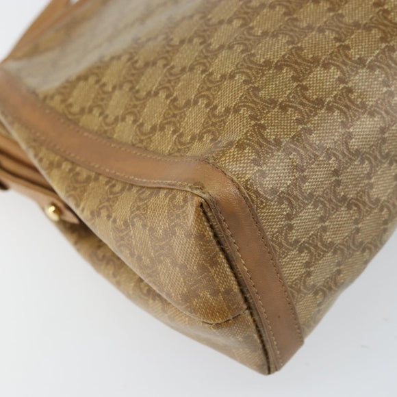CELINE Macadam Canvas Shoulder Bag PVC Beige Gold Auth bs33106