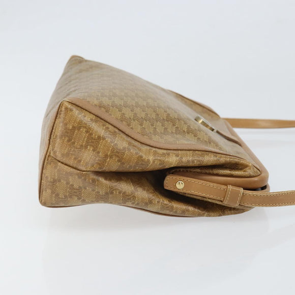 CELINE Macadam Canvas Shoulder Bag PVC Beige Gold Auth bs33106