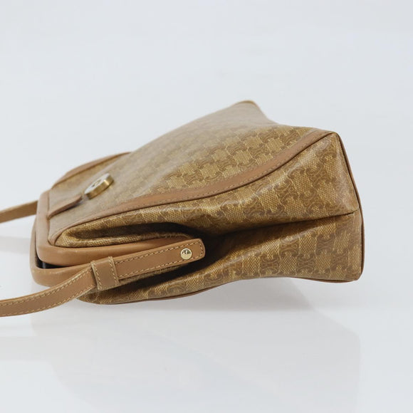 CELINE Macadam Canvas Shoulder Bag PVC Beige Gold Auth bs33106
