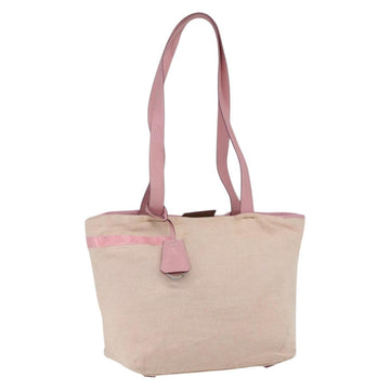 PRADA Tote Bag Canvas Pink Silver Auth bs33108