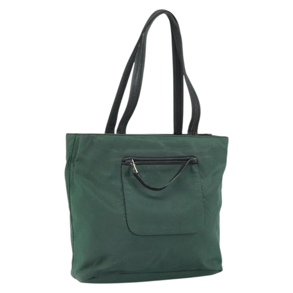 PRADA Tote Bag Nylon Green Silver Auth bs33109