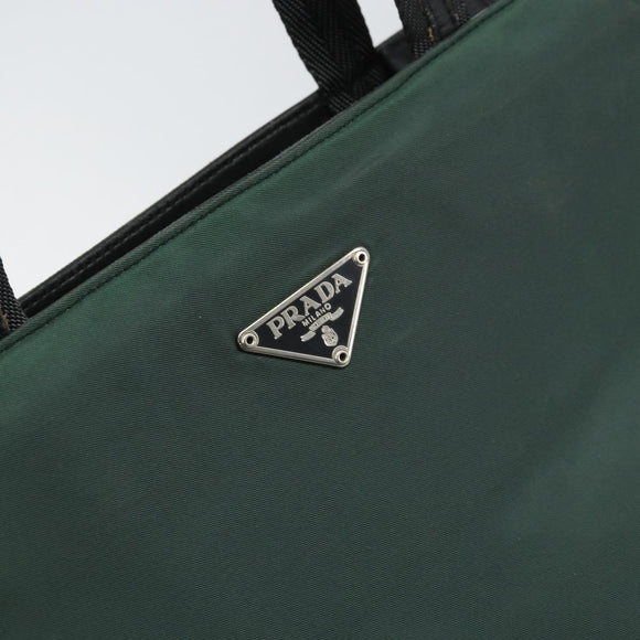 PRADA Tote Bag Nylon Green Silver Auth bs33109