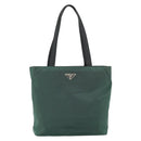 PRADA Tote Bag Nylon Green Silver Auth bs33109-2