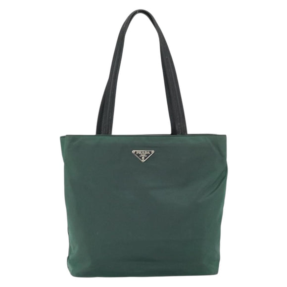 PRADA Tote Bag Nylon Green Silver Auth bs33109